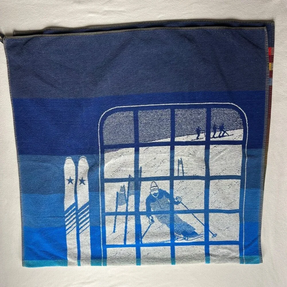 Vtg Seahorse Apres Ski Theme Retro Rainbow Beach Towel 64